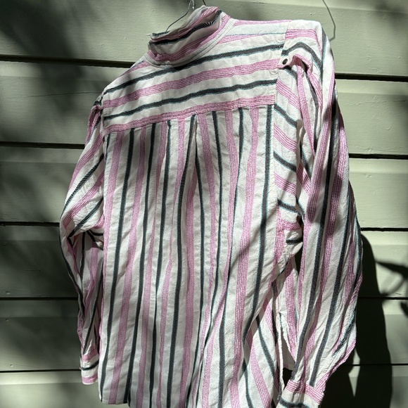Isabel Marant Striped Long Sleeve Button-Up Top - Picture 3 of 10
